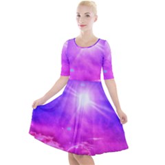 Purple Sun Quarter Sleeve A-line Dress by okhismakingart