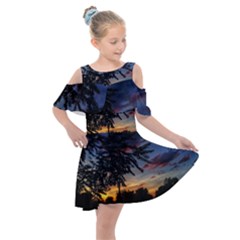 Sumac Sunset Kids  Shoulder Cutout Chiffon Dress by okhismakingart