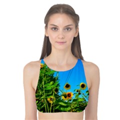 Bright Sunflowers Tank Bikini Top by okhismakingart
