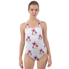Cute Floral Drawing Motif Pattern Cut-out Back One Piece Swimsuit by dflcprintsclothing