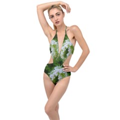 Green Closing Queen Annes Lace Plunging Cut Out Swimsuit