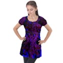 Maroon and Blue Sumac Bloom Puff Sleeve Tunic Top View1