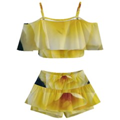 Pale Yellow Rose Kids  Off Shoulder Skirt Bikini by okhismakingart