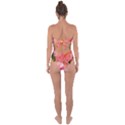 Folded Pink and Orange Rose Tie Back One Piece Swimsuit View2