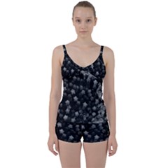Floral Stars -black And White, High Contrast Tie Front Two Piece Tankini by okhismakingart