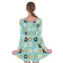 Donuts Pattern With Bites bright pastel blue and brown Long Sleeve Skater Dress View2