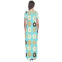 Donuts Pattern With Bites bright pastel blue and brown Short Sleeve Maxi Dress View2