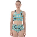 Donuts Pattern With Bites bright pastel blue and brown Racer Back Bikini Set View1