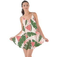 Tropical Watermelon Leaves Pink And Green Jungle Leaves Retro Hawaiian Style Love The Sun Cover Up by genx