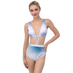 Beautiful Floral Design In Soft Blue Colors Tied Up Two Piece Swimsuit