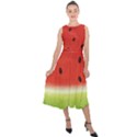 Juicy Paint texture Watermelon red and green watercolor Midi Tie-Back Chiffon Dress View1