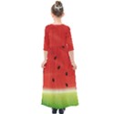 Juicy Paint texture Watermelon red and green watercolor Kids  Quarter Sleeve Maxi Dress View2