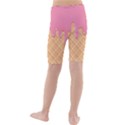 Ice Cream Pink melting background with beige cone Kids  Mid Length Swim Shorts View2