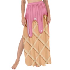 Ice Cream Pink Melting Background With Beige Cone Maxi Chiffon Tie-up Sarong by genx