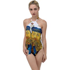 Vincent Van Gogh Cartoon Beard Illustration Bearde Go With The Flow One Piece Swimsuit by Sudhe