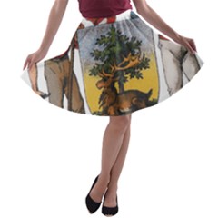 Maine State Coat Of Arms (str?hl), 1899 A-line Skater Skirt by abbeyz71