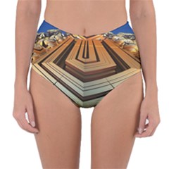 Stadium Fractal The Future Reversible High-waist Bikini Bottoms by Pakrebo