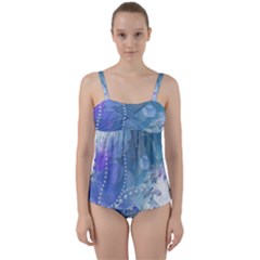 Wonderful Floral Design With Pearls Twist Front Tankini Set by FantasyWorld7