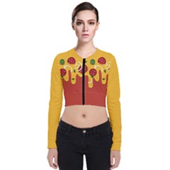 Pizza Topping Funny Modern Yellow Melting Cheese And Pepperonis Long Sleeve Zip Up Bomber Jacket by genx