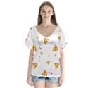 Pizza Pattern pepperoni cheese funny slices V-Neck Flutter Sleeve Top View1