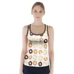 Donuts Pattern With Bites Bright Pastel Blue And Brown Cropped Sweatshirt Racer Back Sports Top by genx