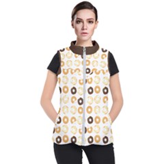 Donuts Pattern With Bites Bright Pastel Blue And Brown Cropped Sweatshirt Women s Puffer Vest by genx