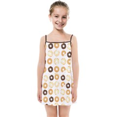 Donuts Pattern With Bites Bright Pastel Blue And Brown Cropped Sweatshirt Kids  Summer Sun Dress by genx