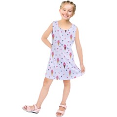 Ice Cream Cones Watercolor With Fruit Berries And Cherries Summer Pattern Kids  Tunic Dress by genx