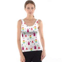 Popsicle Juice Watercolor With Fruit Berries And Cherries Summer Pattern Tank Top by genx