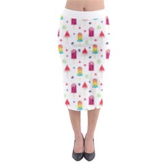 Popsicle Juice Watercolor With Fruit Berries And Cherries Summer Pattern Midi Pencil Skirt by genx