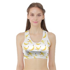 Yellow Banana And Peels Pattern With Polygon Retro Style Sports Bra With Border by genx
