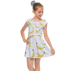 Yellow Banana And Peels Pattern With Polygon Retro Style Kids  Cap Sleeve Dress by genx
