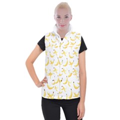 Yellow Banana And Peels Pattern With Polygon Retro Style Women s Button Up Vest by genx