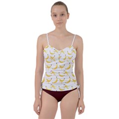 Yellow Banana And Peels Pattern With Polygon Retro Style Sweetheart Tankini Set by genx