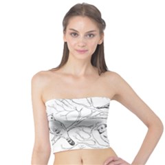 Birds Hand Drawn Outline Black And White Vintage Ink Tube Top by genx