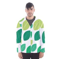 Leaves Green Modern Pattern Naive Retro Leaf Organic Men s Hooded Windbreaker by genx