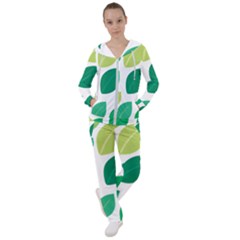 Leaves Green Modern Pattern Naive Retro Leaf Organic Women s Tracksuit by genx