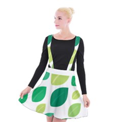 Leaves Green Modern Pattern Naive Retro Leaf Organic Suspender Skater Skirt by genx
