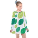 Leaves Green Modern Pattern Naive retro leaf organic Kids  Long Sleeve Dress View1
