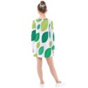 Leaves Green Modern Pattern Naive retro leaf organic Kids  Long Sleeve Dress View2