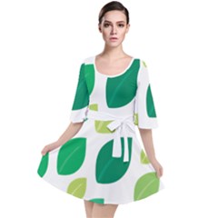 Leaves Green Modern Pattern Naive Retro Leaf Organic Velour Kimono Dress by genx