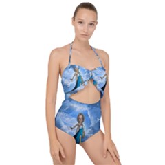 Cute Fairy In The Sky Scallop Top Cut Out Swimsuit by FantasyWorld7