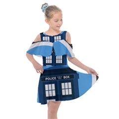 Doctor Who Tardis Kids  Shoulder Cutout Chiffon Dress by Sudhe