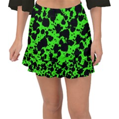 Black And Green Leopard Style Paint Splash Funny Pattern Fishtail Mini Chiffon Skirt by yoursparklingshop