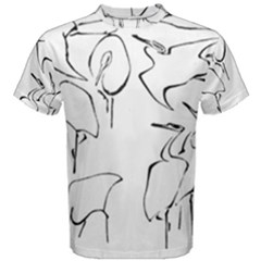 Katsushika Hokusai, Egrets From Quick Lessons In Simplified Drawing Men s Cotton Tee by Valentinaart