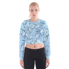 Katsushika Hokusai, Egrets From Quick Lessons In Simplified Drawing Cropped Sweatshirt by Valentinaart