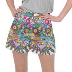 Anthropomorphic Flower Floral Plant Stretch Ripstop Shorts by HermanTelo