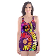 Abstract Background Spiral Colorful Skater Dress Swimsuit by HermanTelo