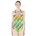 Background Colorful Geometric Triangle Halter Swimsuit View1