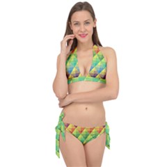 Background Colorful Geometric Triangle Tie It Up Bikini Set by HermanTelo